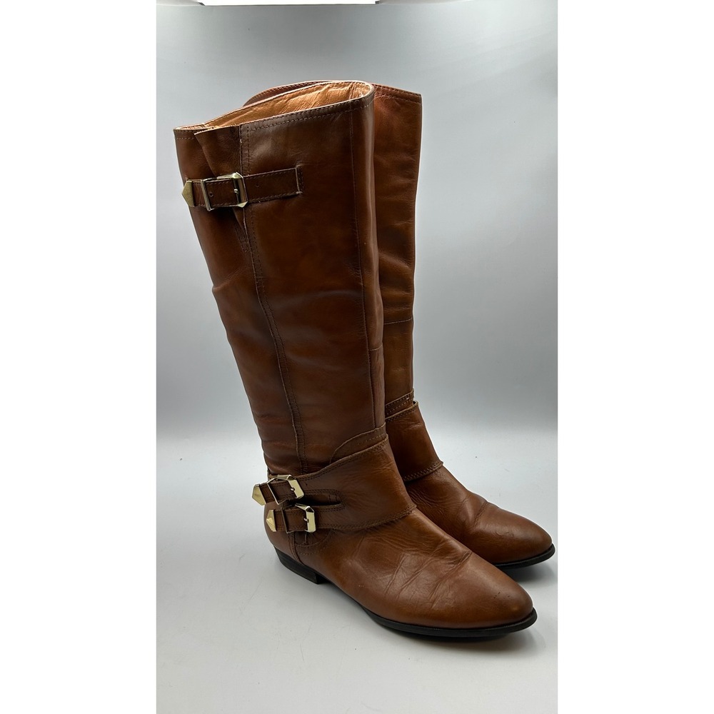 Aldo Riding Boots Womens 9 Brown Leather Buckle Equestrian Dark Academia